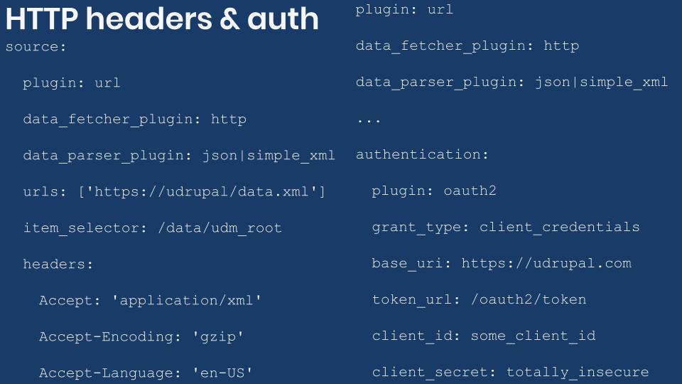 Example config to add HTTP headers and authentication