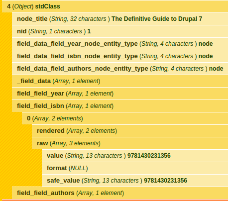Screenshot of expanded array result.