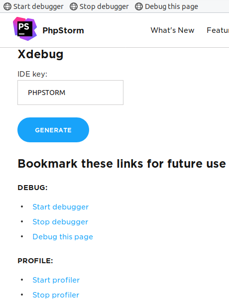 PHPStorm bookmarlets generator